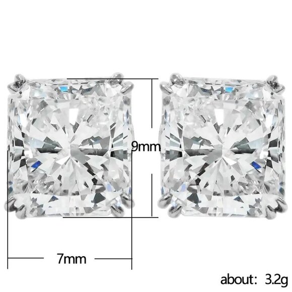 🎁 Dazzling Rectangle Emerald cut Diamond CZ Earring for Women, HA4493 - Picture 3 of 5